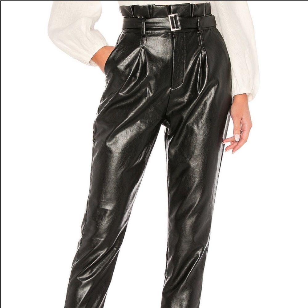 revolve majorelle black leather pants
